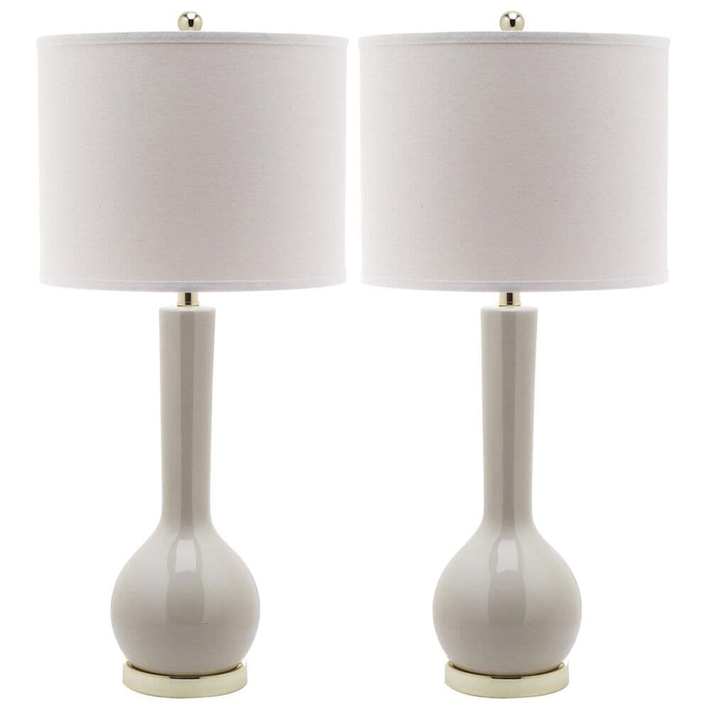 Safavieh Mae 30.5" Long Neck Ceramic Table Lamp in Light Grey (Set of 2), , large