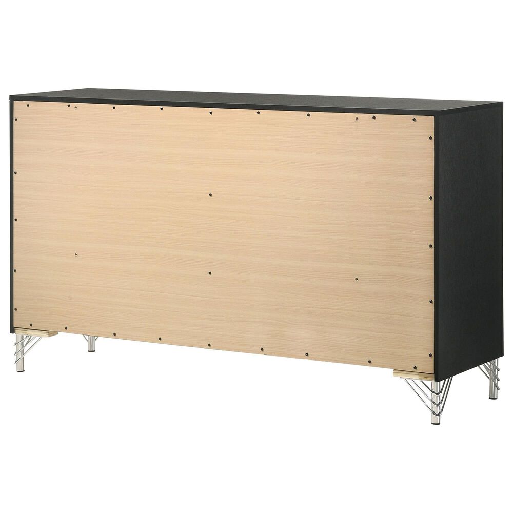 Coaster Lucia 6-Drawer Dresser and Mirror in Black and Chrome, , large