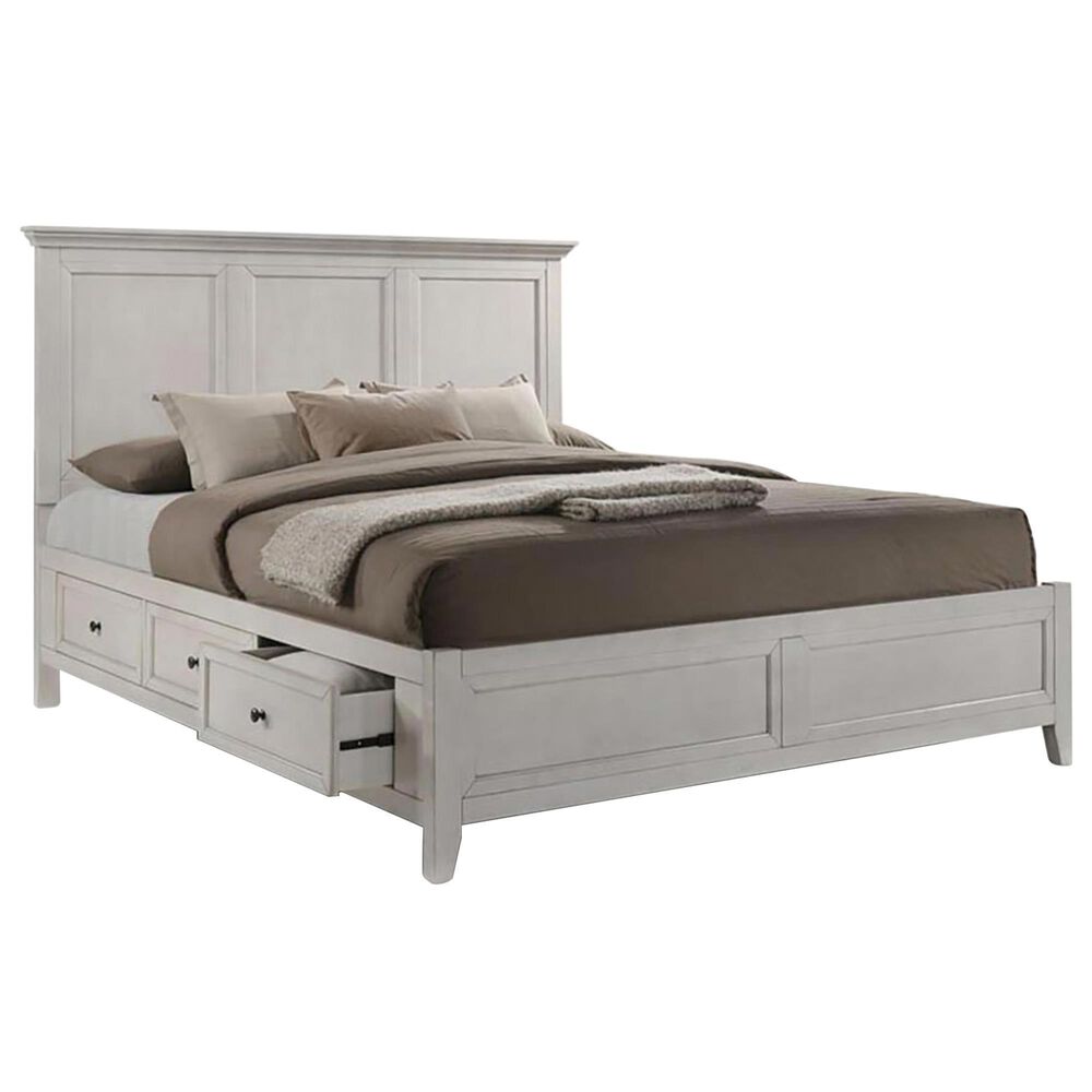 Hawthorne Furniture San Mateo 4-Piece Queen Storage Bedroom Set in Rustic White, , large