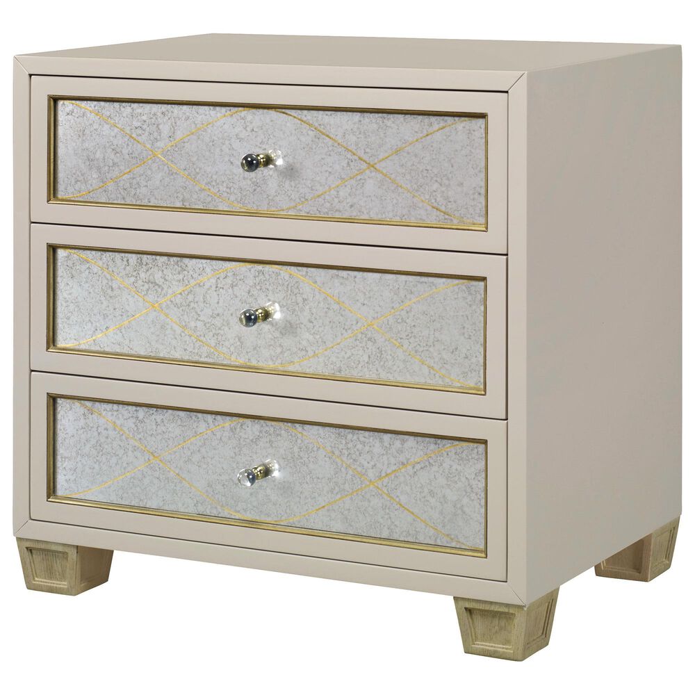 Century Avery 3-Drawer Nightstand in Pale, Neutral and Gold, , large