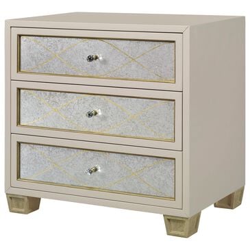 Century Avery 3-Drawer Nightstand in Pale, Neutral and Gold, , large