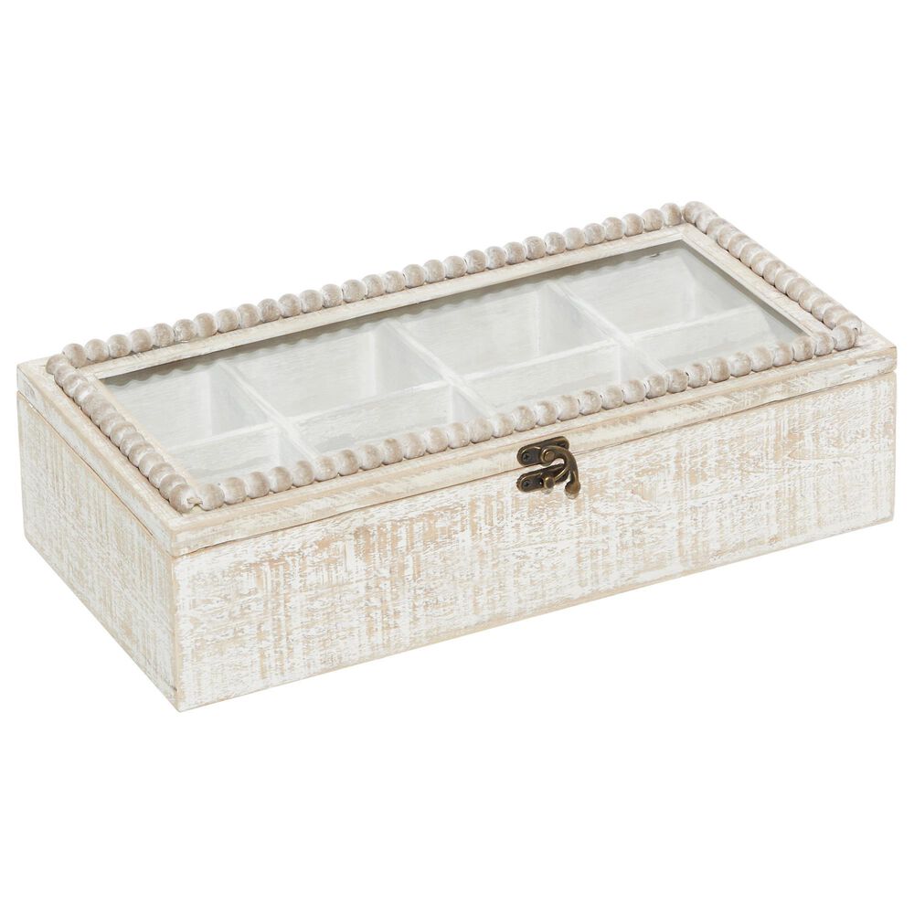 Maple and Jade 15.70" Farmhouse Box in White, , large