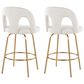 LumiSource Ava Swivel Counter Stool with Snow White Fabric Upholstery in Gold (Set of 2), , large