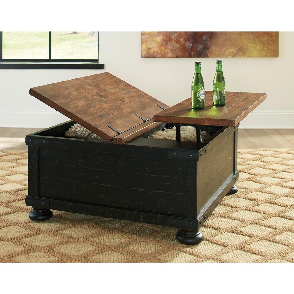 Ashley Valebeck Square Lift Top Coffee Table in Black and Brown, , large