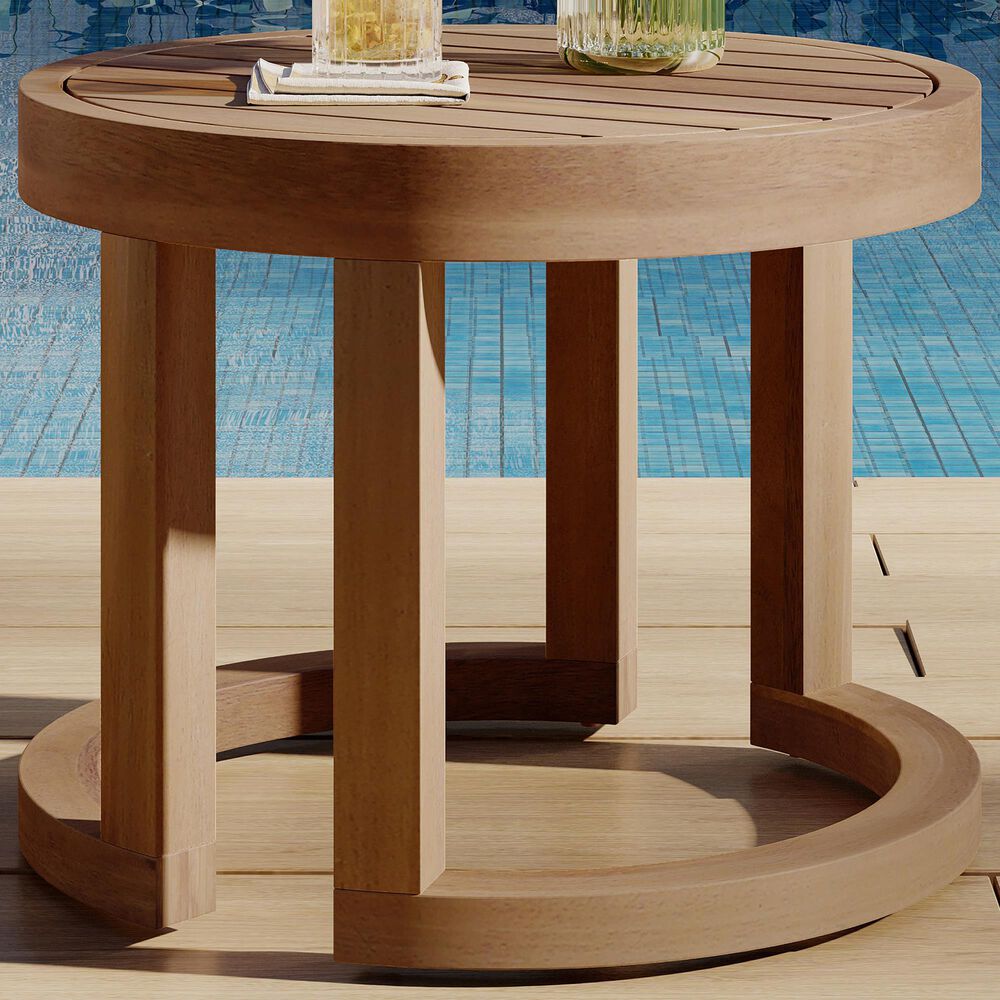 Hearth and Haven Round Patio Side Table in Brown, , large