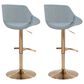 LumiSource Fabrico Swivel Adjustable Bar Stool with Blue Noise Fabric Upholstery and Rounded T Footrest in Gold (Set of 2), , large