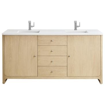 James Martin Vanities Gracyn 72" Double Bathroom Vanity in Coastal Driftwood with 3 cm White Zeus Quartz Top and Rectangular Sinks, , large