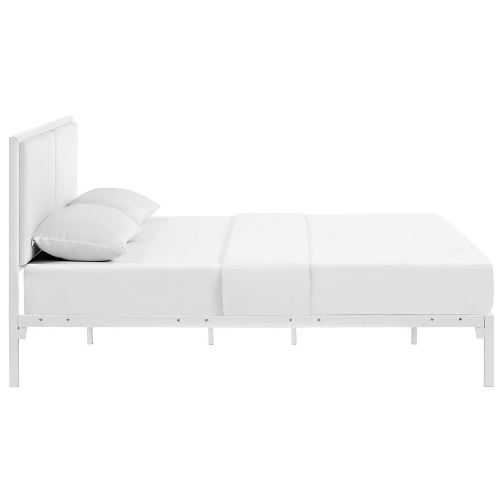 Modway Della Vinyl Platform King Bed in White, , large