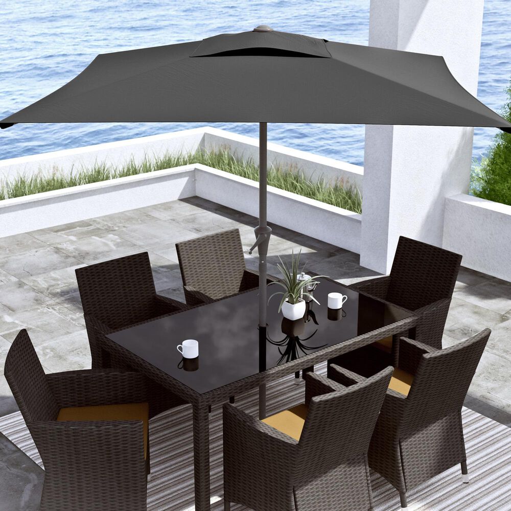 CorLiving 9&#39; Black Tilt Market Umbrella with Black Base, , large