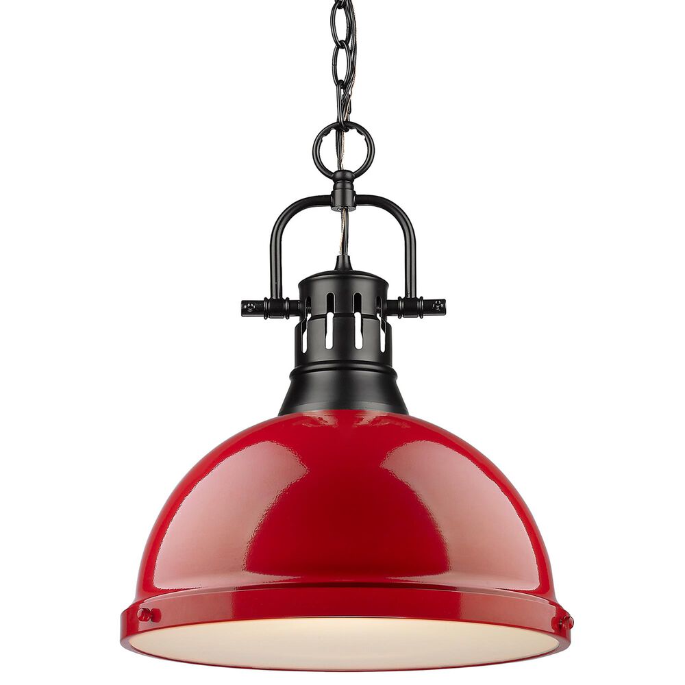 Golden Lighting Duncan 1-Light Pendant with Chain in Matte Black, , large