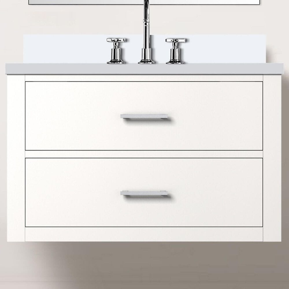 Lexora Home Castor 30&quot; Single Bathroom Vanity in White with 2 cm White Cultured Marble Top and Rectangular Sink, , large