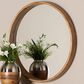 Baxton Studio Tazara Round Accent Wall Mirror in Natural Brown, , large
