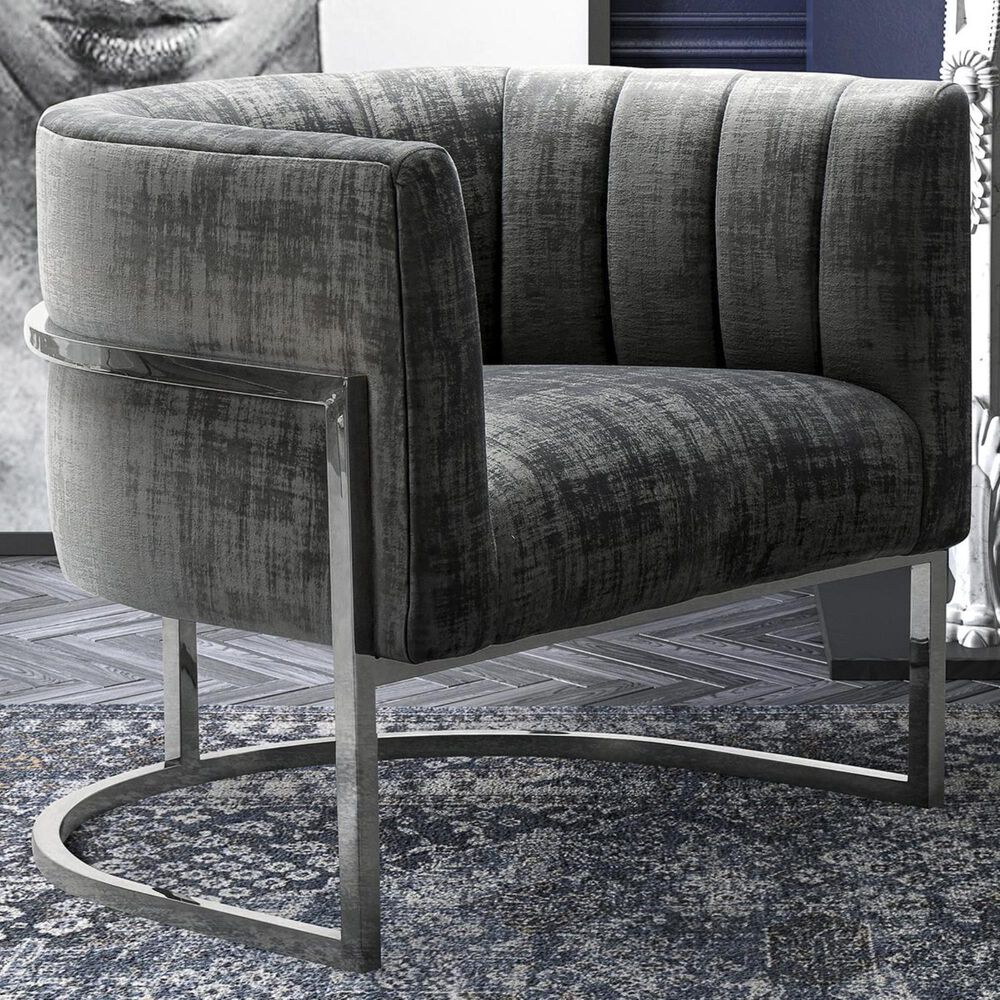 Tov Furniture Magnolia Chair in Grey with Silver Finish, , large