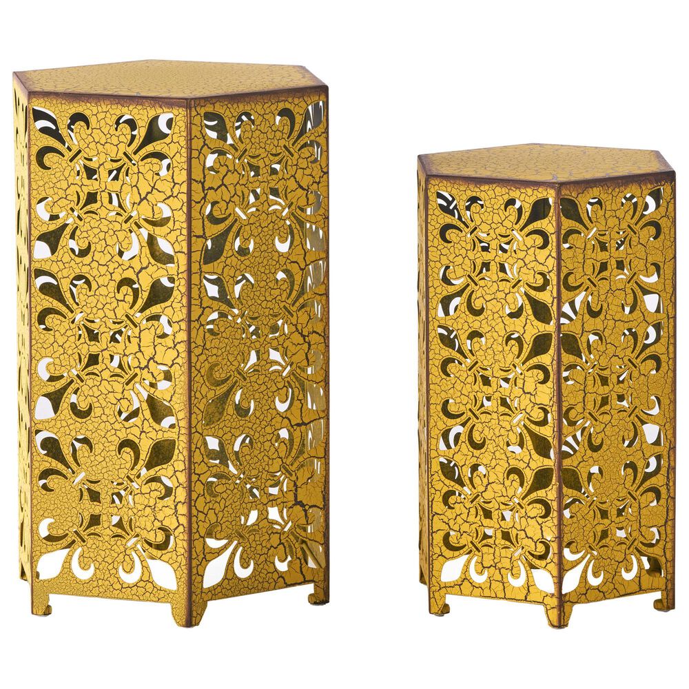 Hearth and Haven Selva Patio Accent Table in Antique Yellow (Set of 2), , large