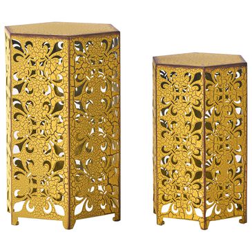 Hearth and Haven Selva Patio Accent Table in Antique Yellow (Set of 2), , large