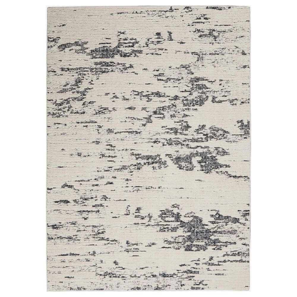 Nourison Zermatt ZER03 5" x 7" Ivory and Blue Area Rug, , large