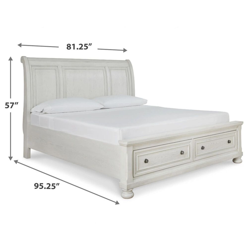 Ashley Robbinsdale King Sleigh Storage Bed in Antique White, , large
