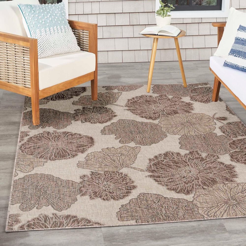 Nourison Garden Oasis Natural 6&#39; x 9&#39; Indoor/Outdoor Area Rug, , large
