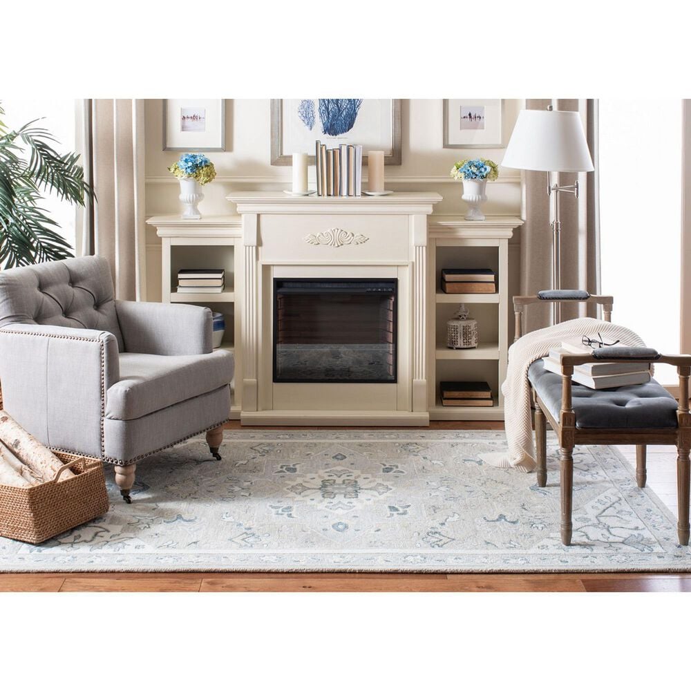Safavieh Micro-Loop MLP505F 5&#39; x 8&#39; Light Grey and Ivory Area Rug, , large