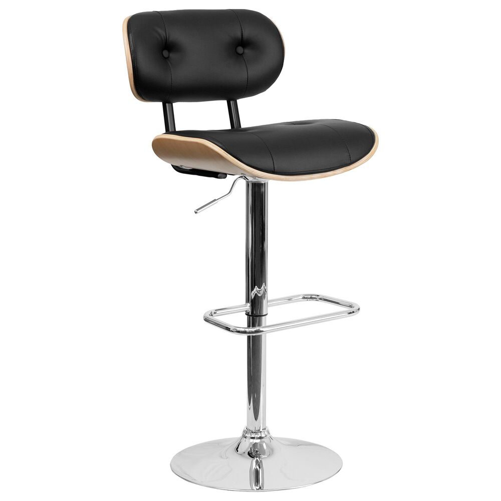 Flash Furniture Bentwood Adjustable Barstool in Black, , large