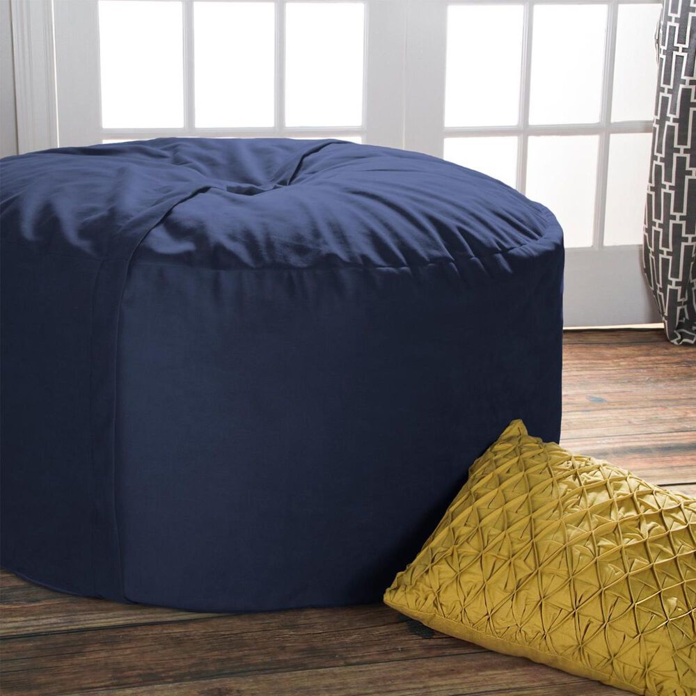 Jaxx 4&#39; Round Bean Bag with Removable Cover in Navy, , large