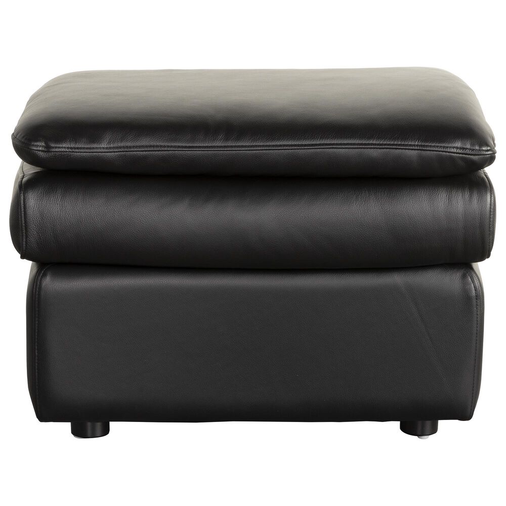 Vintage Leather Leather Pillowtop Ottoman in Jupiter Onyx, , large