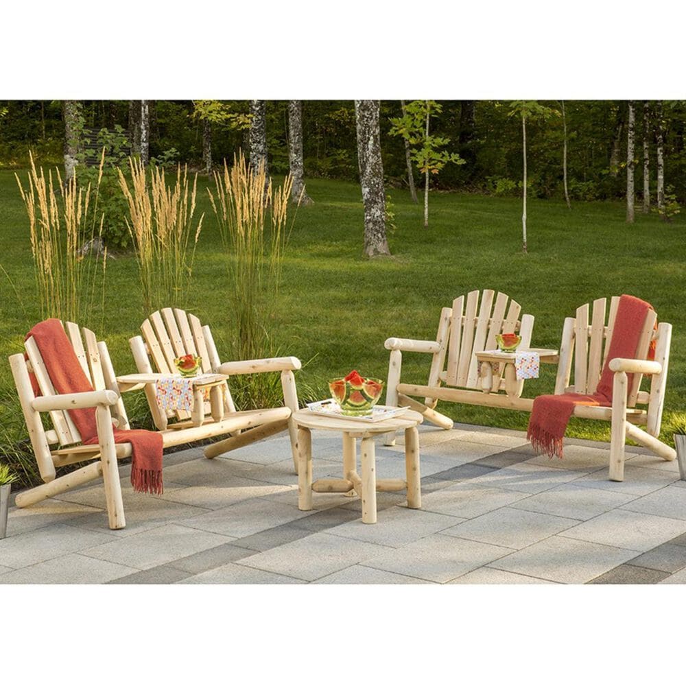 Bestar Outdoor White Cedar 3-Piece Dual Chair Chat Set in Natural, , large