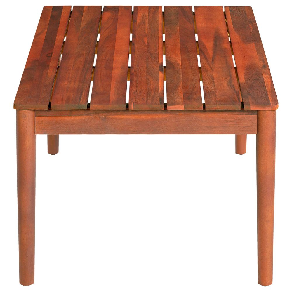 Hearth and Haven Bryan Outdoor Slatted Wood Coffee Table in Mahogany, , large