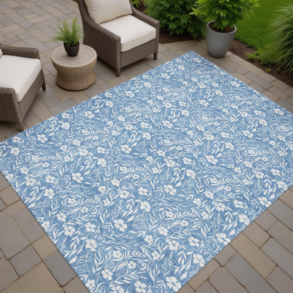 Dalyn Rug Company Soft Essentials Floral Denim 9' x 12' Indoor/Outdoor Area Rug, , large