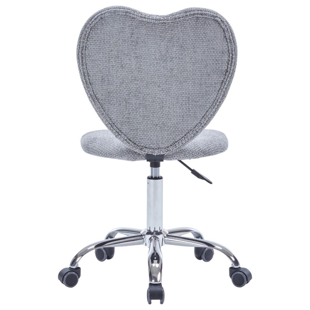 Impressions Vanity Heart Linen Swivel Vanity Chair with Grey Cushion in Matte Silver, , large