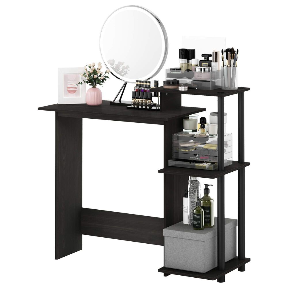 HOMLUX 40" Computer Desk with Open Side Shelves in Espresso and Black, , large