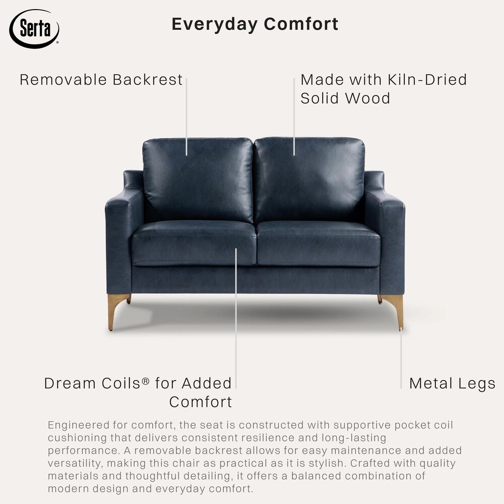 Lifestyle Solutions Fletcher Stationary Loveseat in Navy, , large