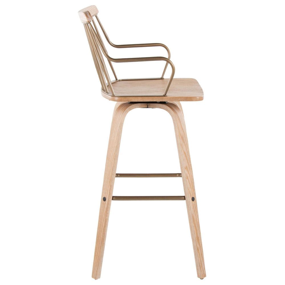 Lumisource Preston Swivel Barstool in Whitewashed and Antique Copper, , large