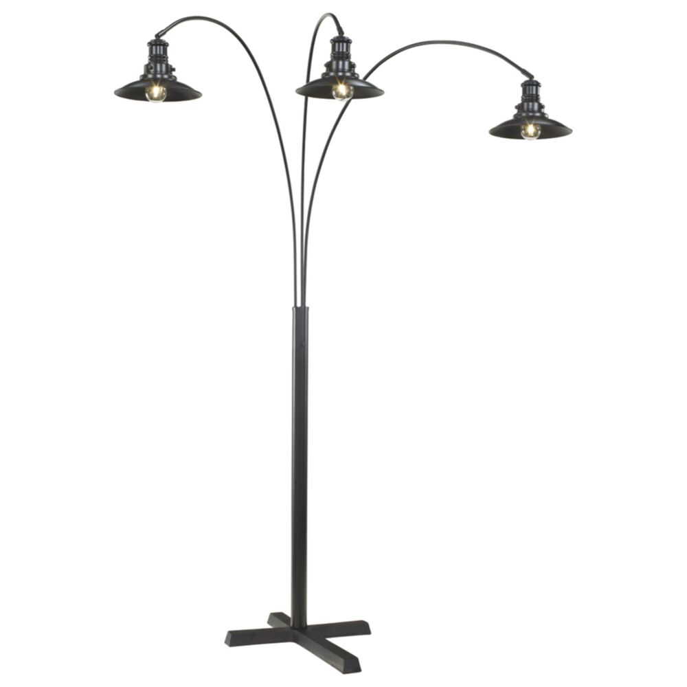 Ashley Sheriel Metal Arc Floor Lamp in Black, , large