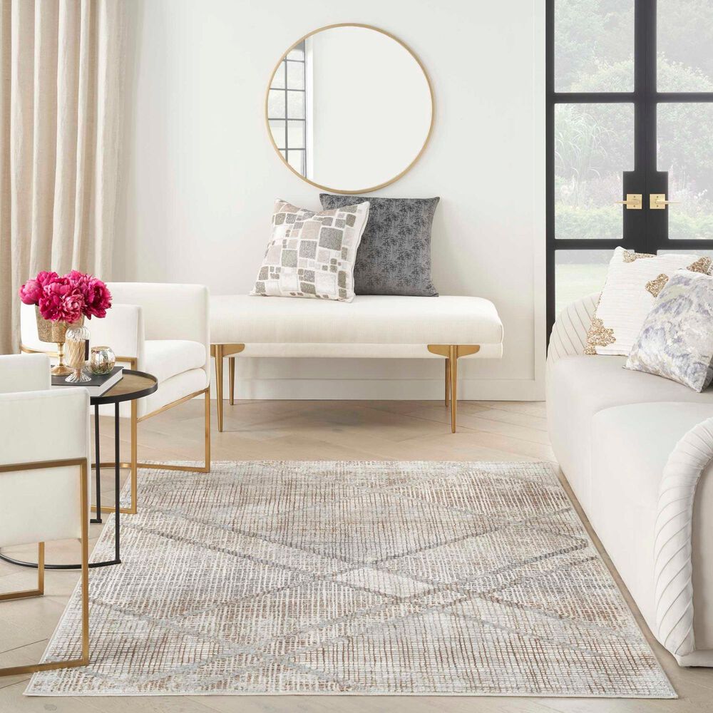 Nourison Sparkle Grey and Mocha 9' x 12' Area Rug, , large