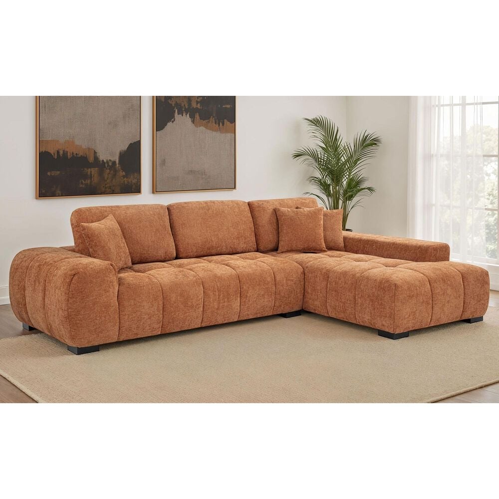 37B Octavia 2-Piece Stationary Right Facing Sectional with Chaise in Orange, , large