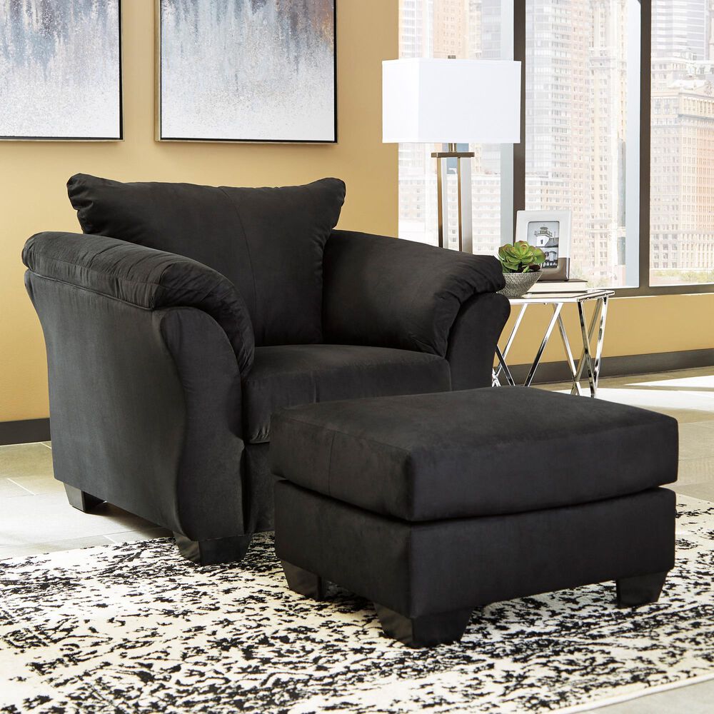 Ashley Darcy Standard Ottoman in Black, , large