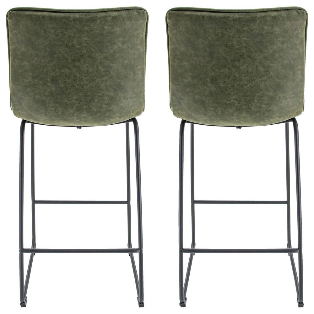 Leisuremod Brooklyn Bar Stool in Olive Green (Set of 2) NFM