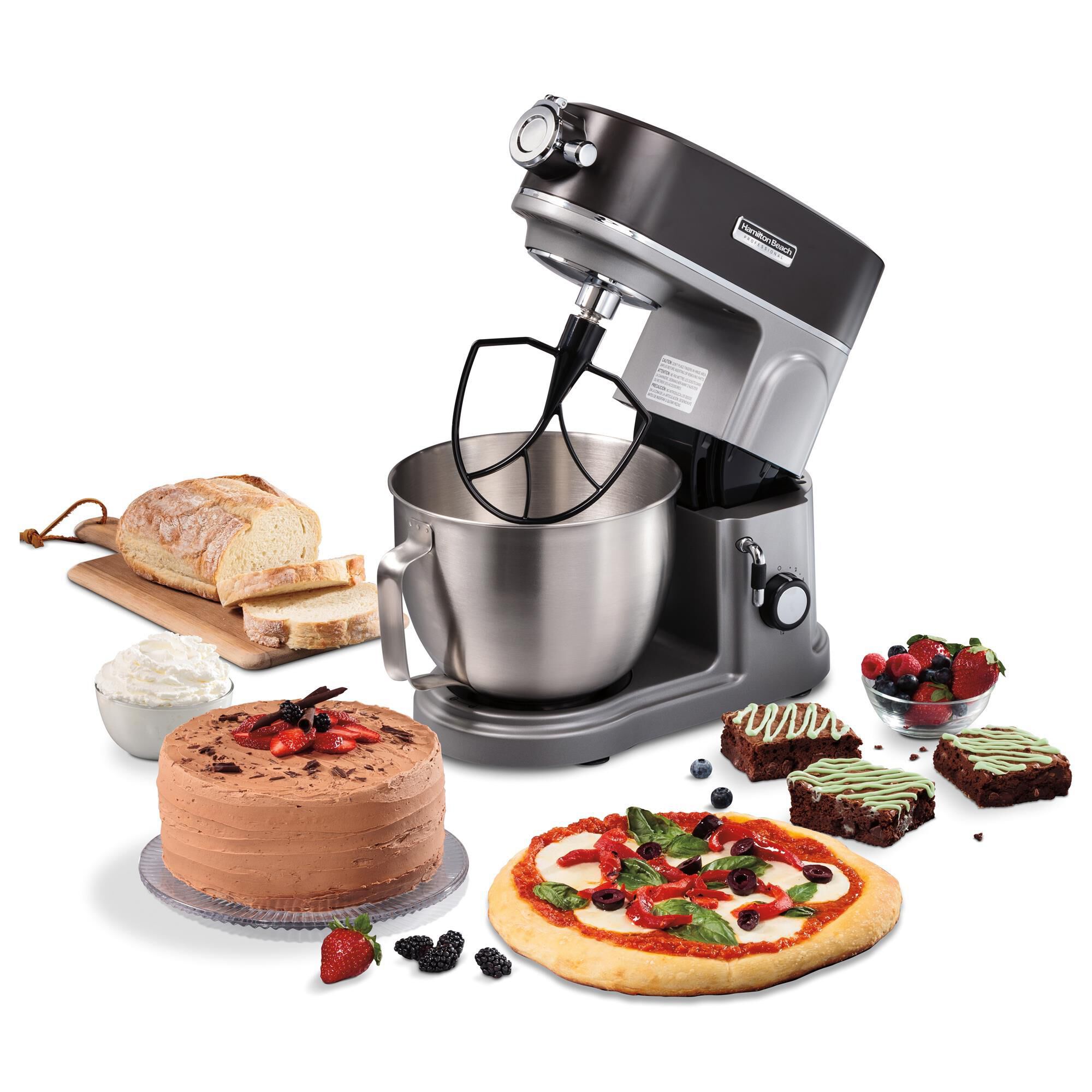 Hamilton Beach 5qt All Metal Stand Mixer w Hub Gray NFM