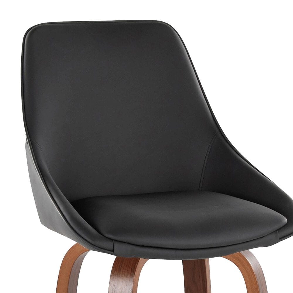 LumiSource Diana 30" Swivel Barstool with Black Faux Leather Upholstery in Walnut and Black (Set of 2), , large