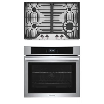 Frigidaire 2-Piece Kitchen Package with 5.3 Cu. Ft. Single Electric Wall Oven and 30" Gas Cooktop in Stainless Steel, , large