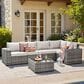HOMLUX 6-Piece Outdoor Wicker Sectional Patio Furniture Set in Beige, , large