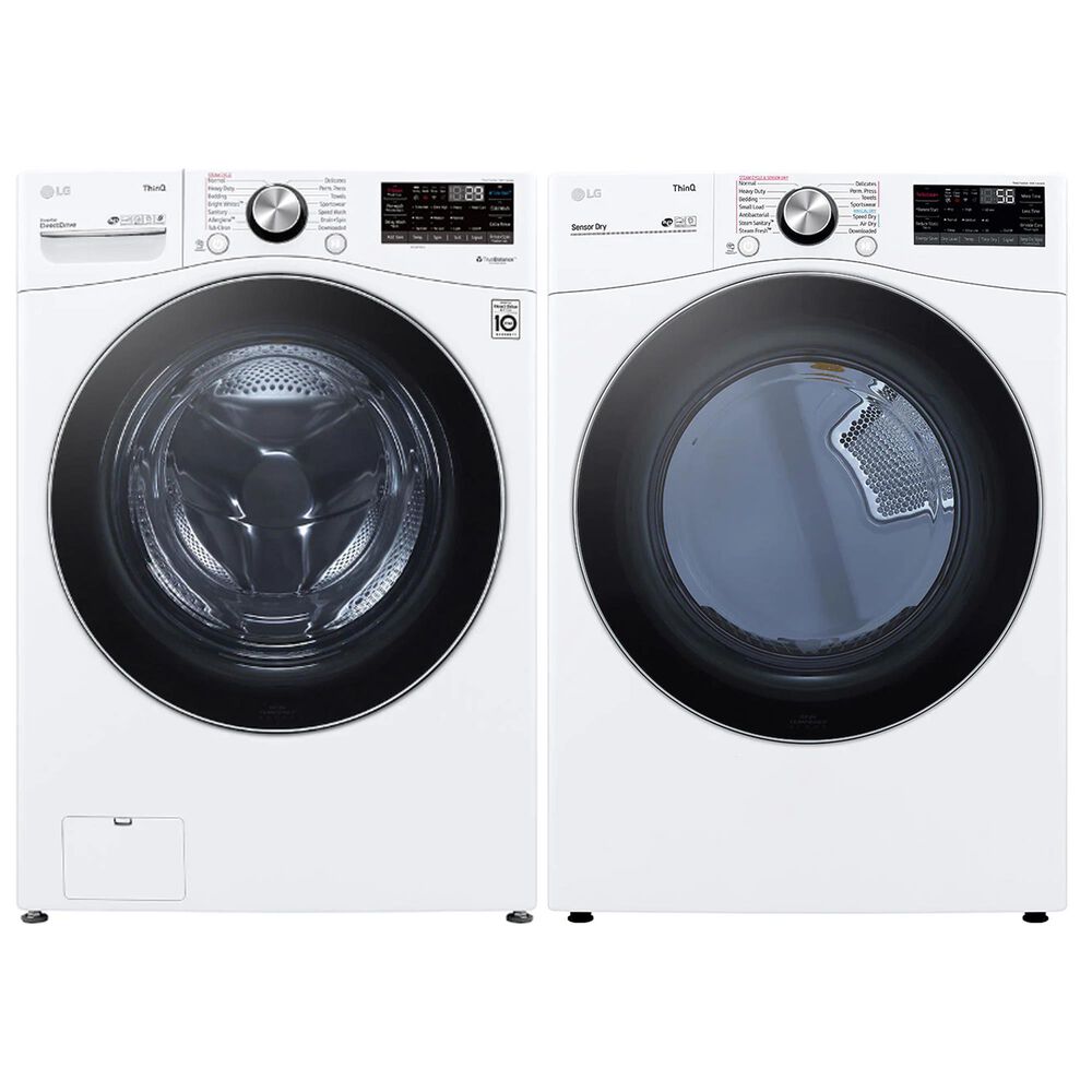 LG 5.0 Cu. Ft. Front Load Washer and 7.4 Cu. Ft. Electric Dryer with TurboWash 360 Laundry Pair in White &#40;Pedestals Sold Separately&#41;, , large