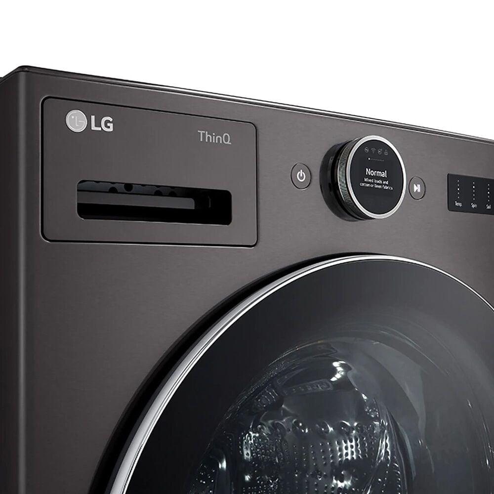 LG 5 Cu. Ft. Front Load Washer with 25 Wash Cycles and 7.4 Cu. Ft. Electric Dryer Laundry Pair in Black Steel, , large