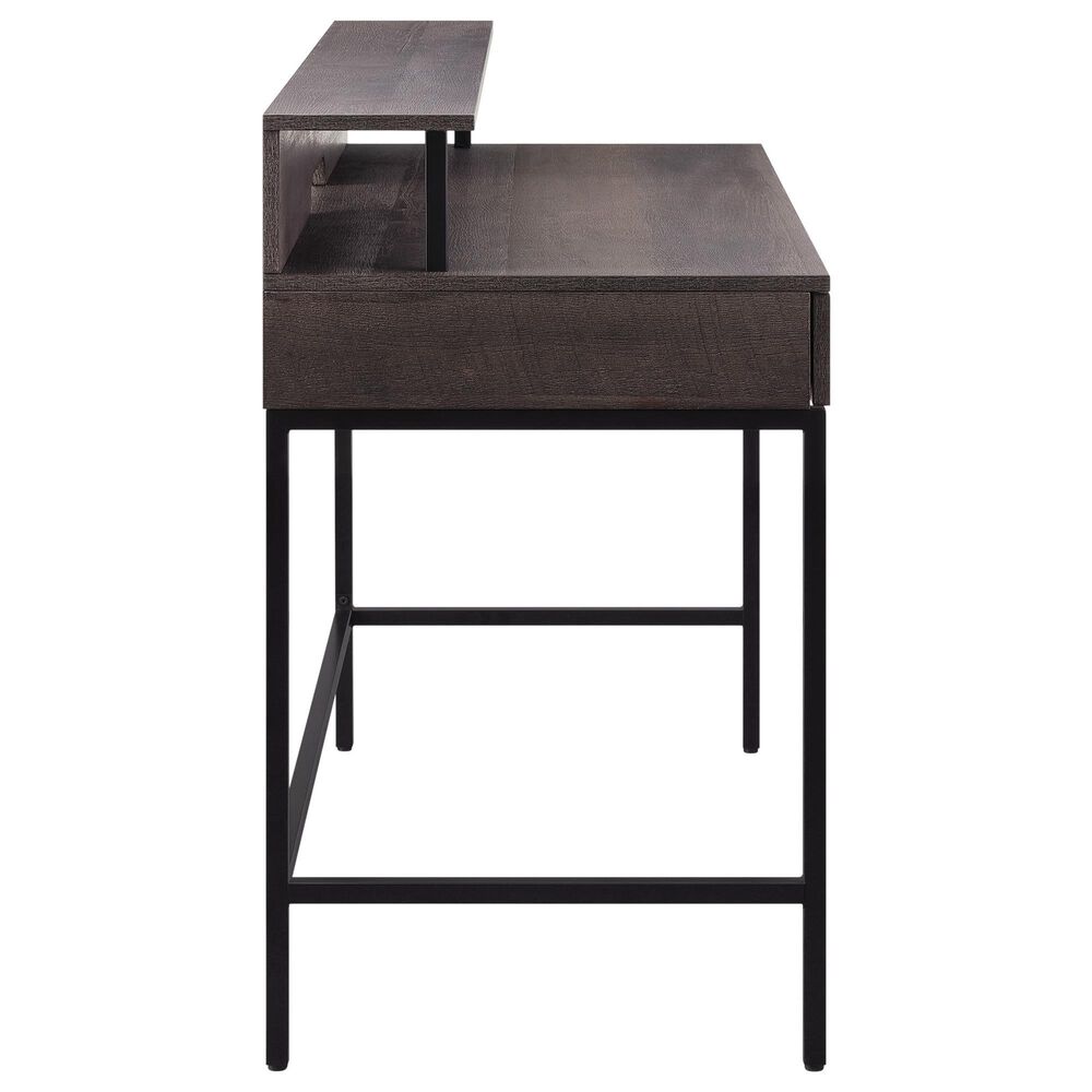 Valor Living Contempo Writing Desk with Shelf Hutch in Brown and Black, , large