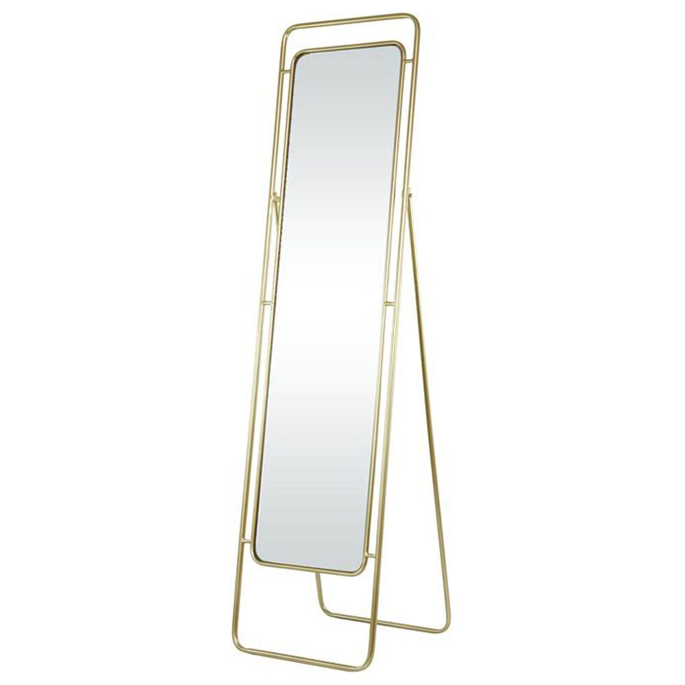 Maple and Jade Rectangular Floor Mirror in Gold, , large