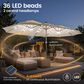 HOMLUX 15" Double-Sided Outdoor Market Umbrella with Sandbag Base and White LED Beads in White, , large