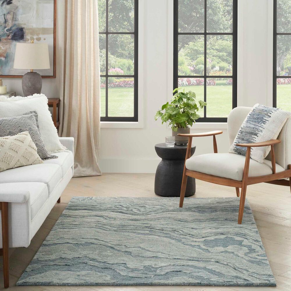 Nourison Graceful 5&#39;3&quot; x 7&#39;3&quot; Blue Area Rug, , large