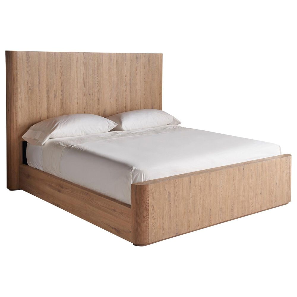 Universal Furniture Modern Walker California King Panel Bed with Dresser, Wardrobe and Two Nightstands in Natural Oak with AC Outlets and USB Ports, , large