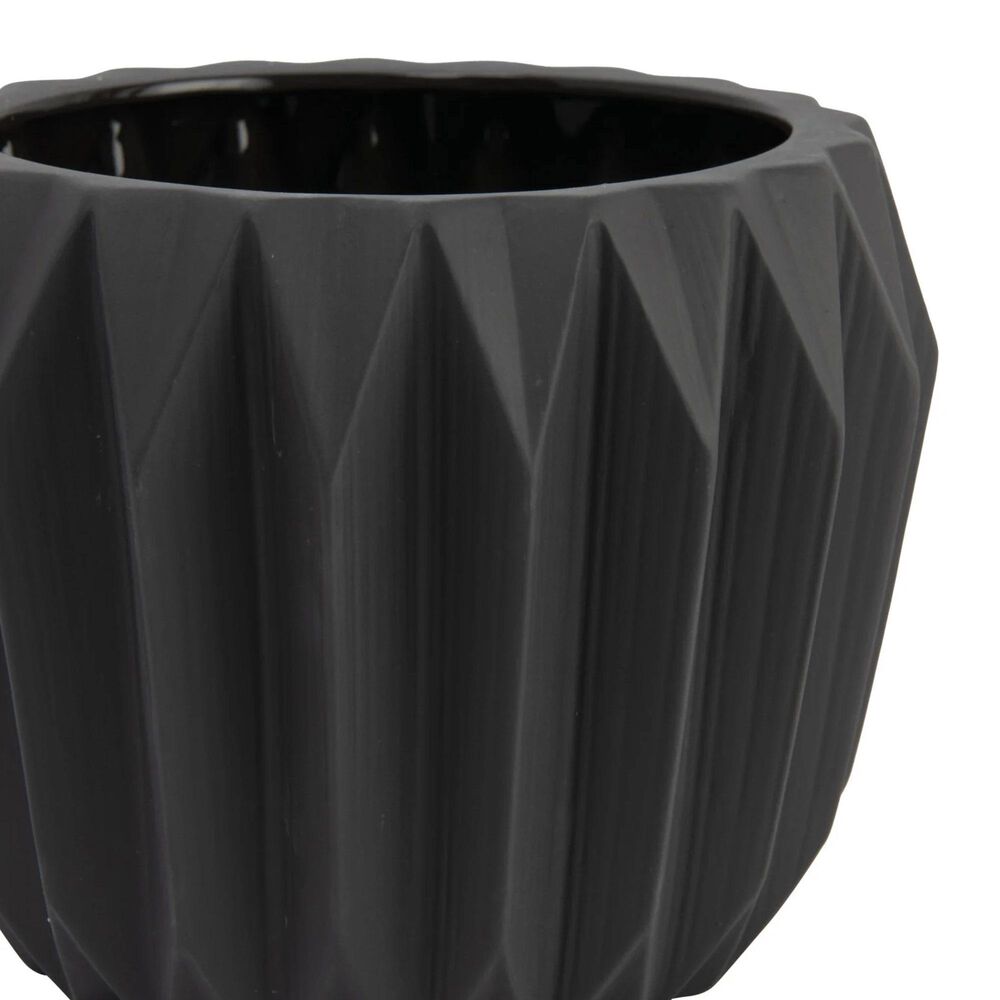 Creative Coop Round Fluted Planter in Matte Grey, , large